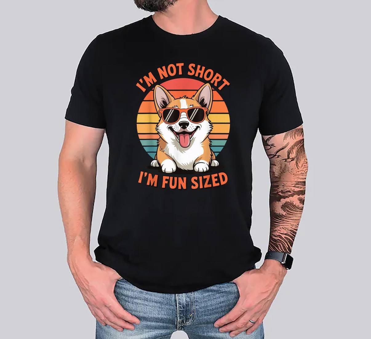 Fun Sized Corgi Dog Lover T-Shirt Im Not Short Funny Quote Graphic For Mens