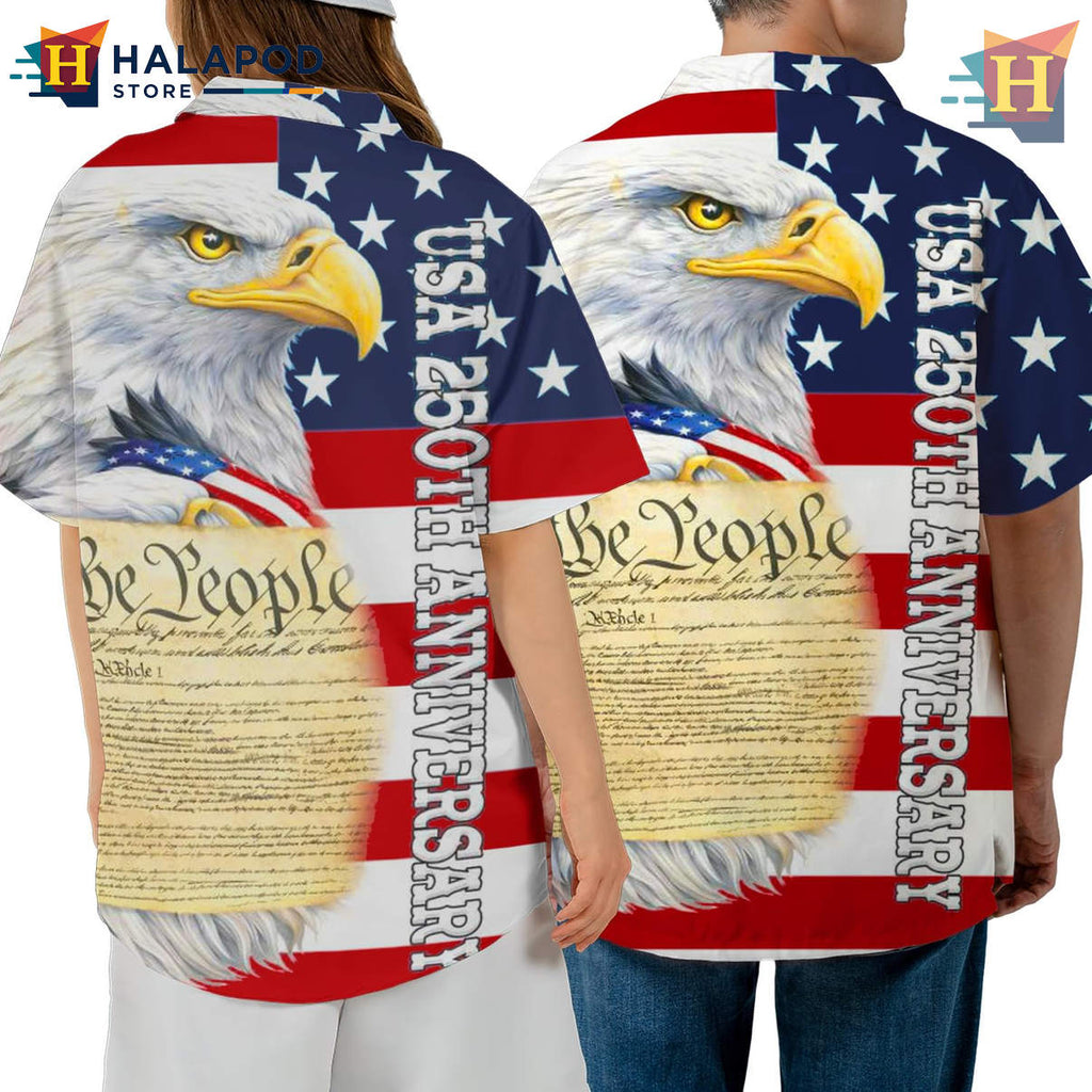 Funny 250th Hawaiian Shirt American Tropical Floral Beach Vacation Mens Shirt