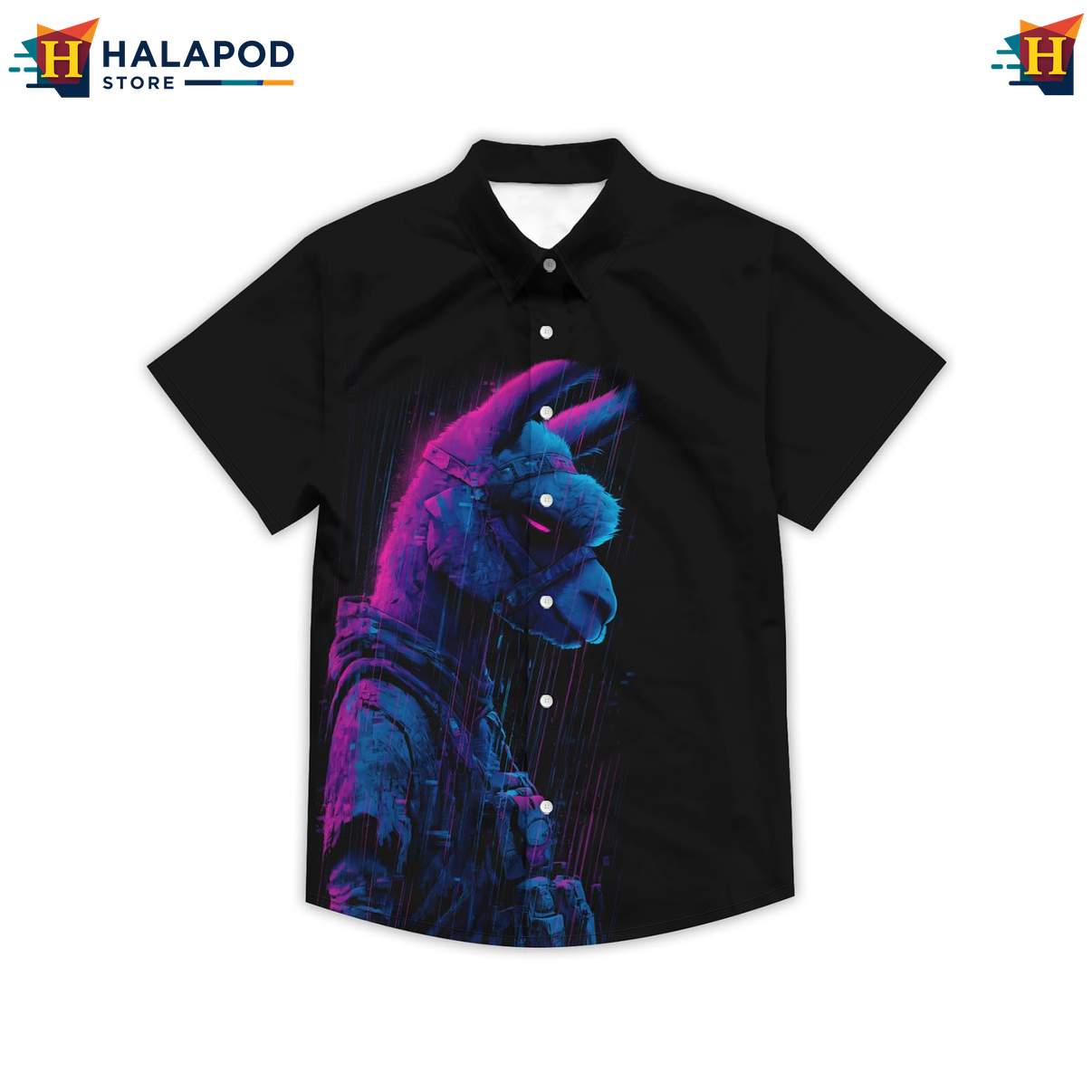 Funny Alpaca Mens Retro Short-sleeve button-up shirt Graphic Aloha Summer Vacation Tops