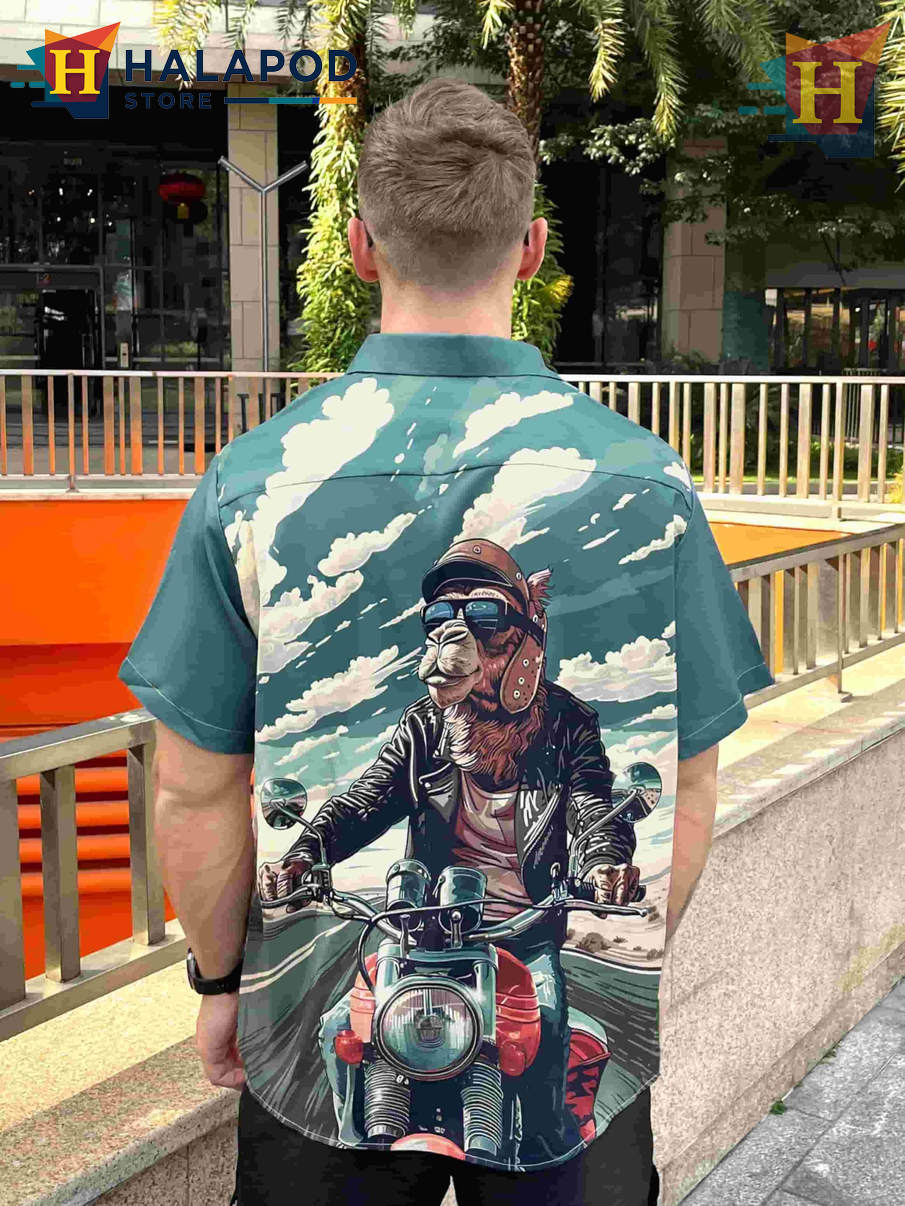 Funny Camel Hawaiian Shirt Bold Graphic Tropical Casual Beach Vacation Shirt