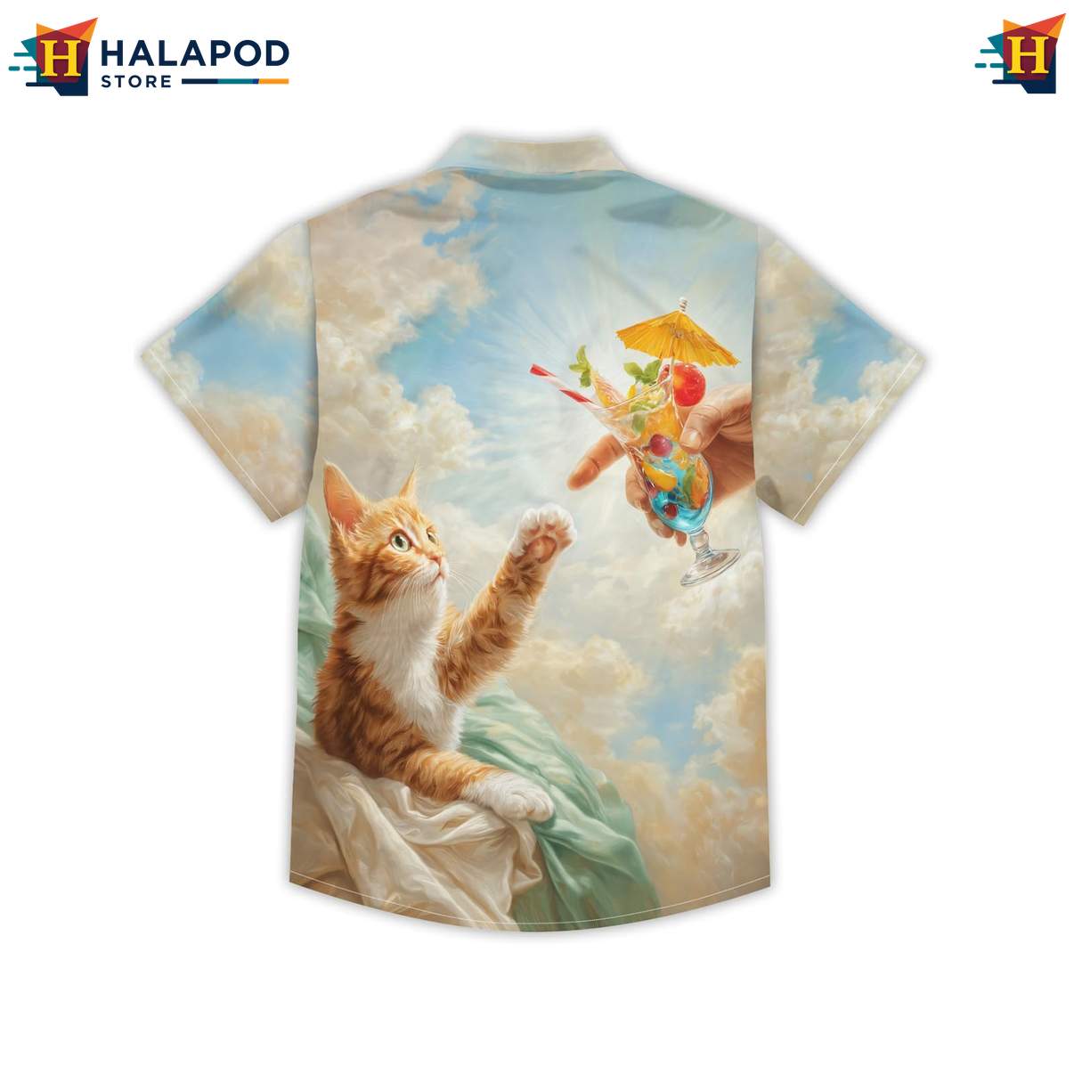 Funny Cat Mens Retro Aloha Tropical Shirt Graphic Summer Vacation Apparel