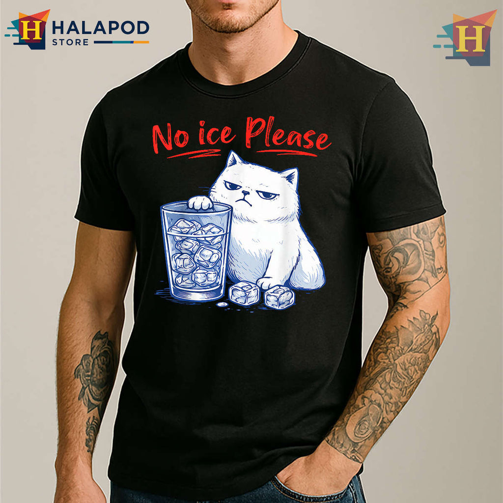 Funny Cat No Ice Shirt Anti Ice Out Graphic Tee For Men Women