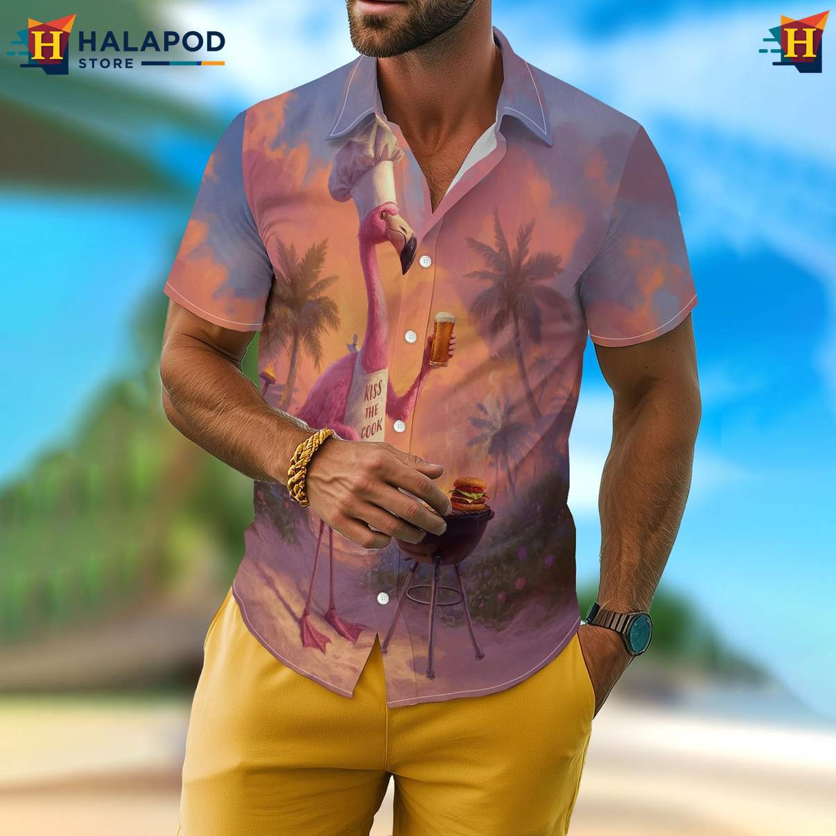 Funny Chef Mens Retro Aloha Short-sleeve button-up shirt Graphic Summer Vacation Outfit