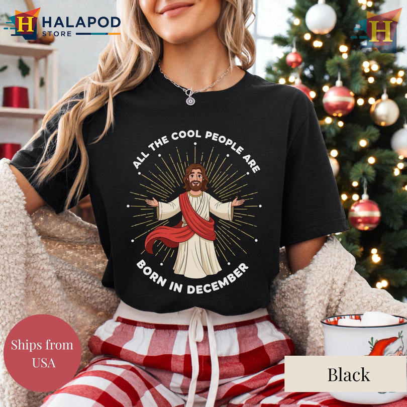 Funny Christmas Family Shirt December Birthday Tee Merry Jesus Holiday Design