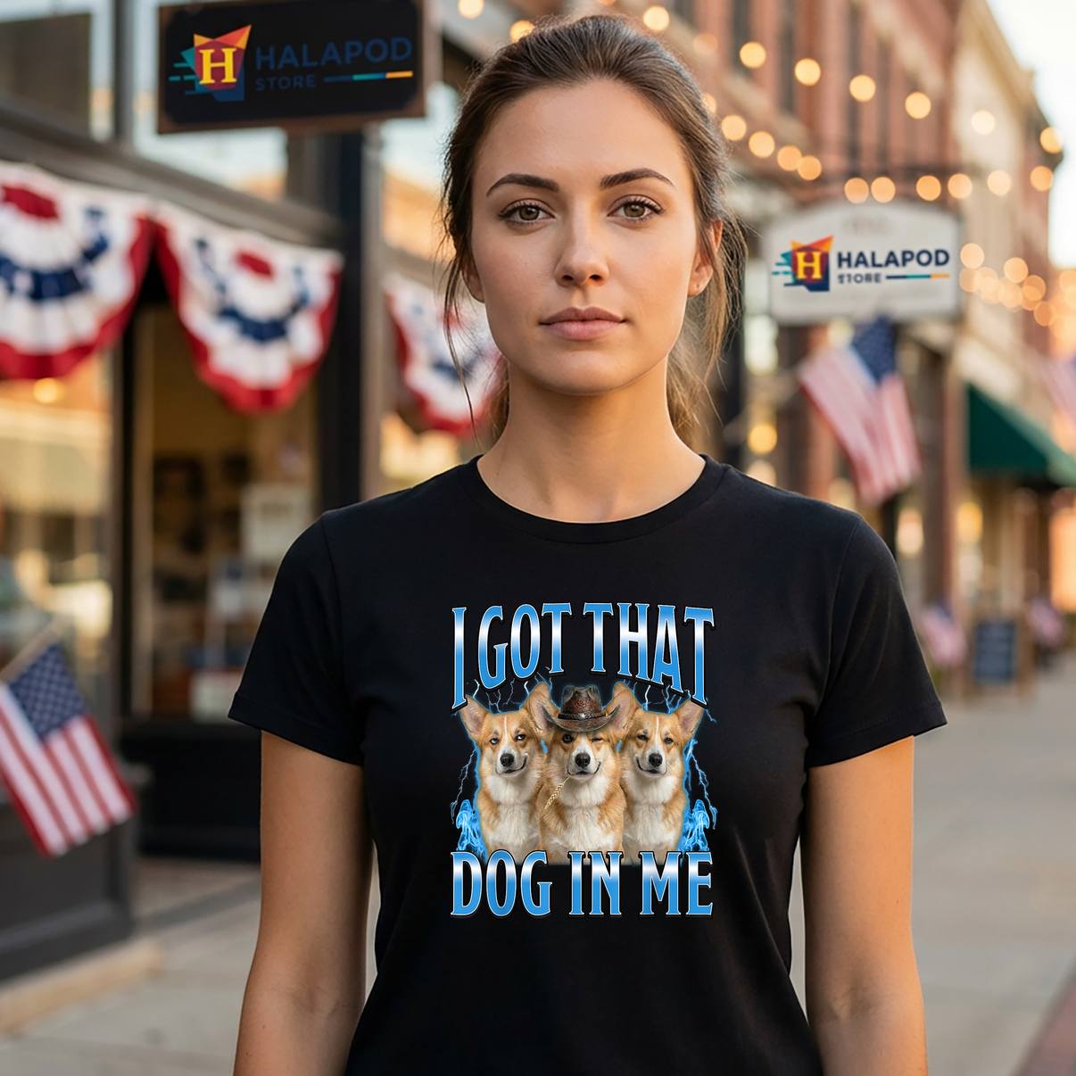 Funny Corgi Cowboy Meme Fan T-Shirt I Got That Dog In Me Graphic For Mens