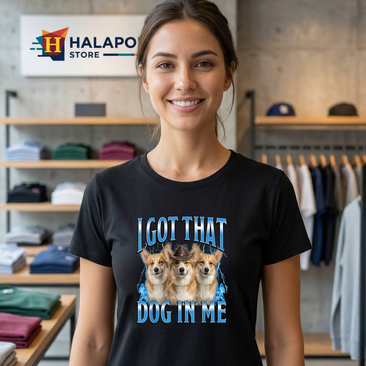 Funny Corgi Cowboy Meme Fan TShirt I Got That Dog In Me Graphic For Mens