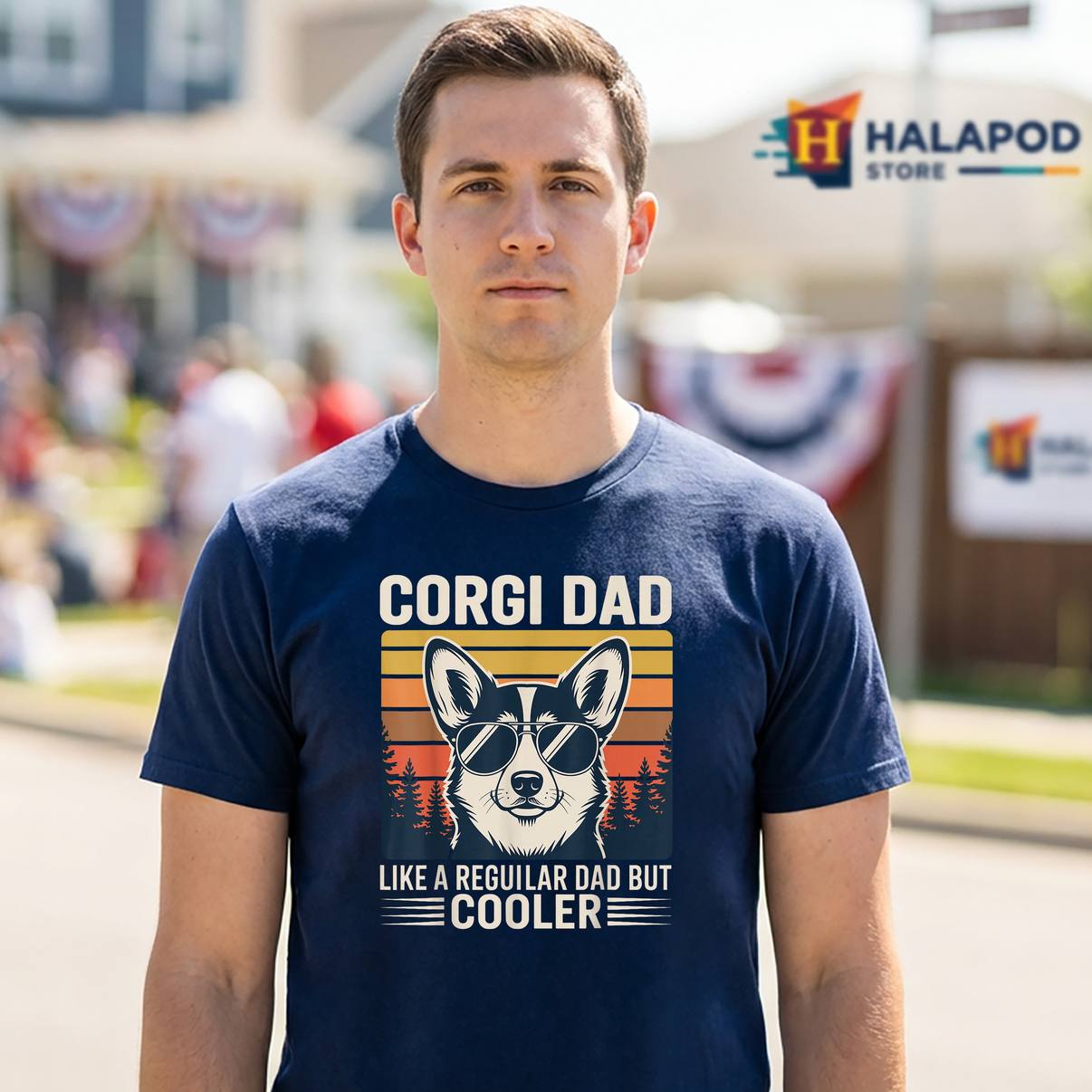 Funny Corgi Dad Dog Lover T-Shirt Pet Owner Graphic Design Apparel For Men