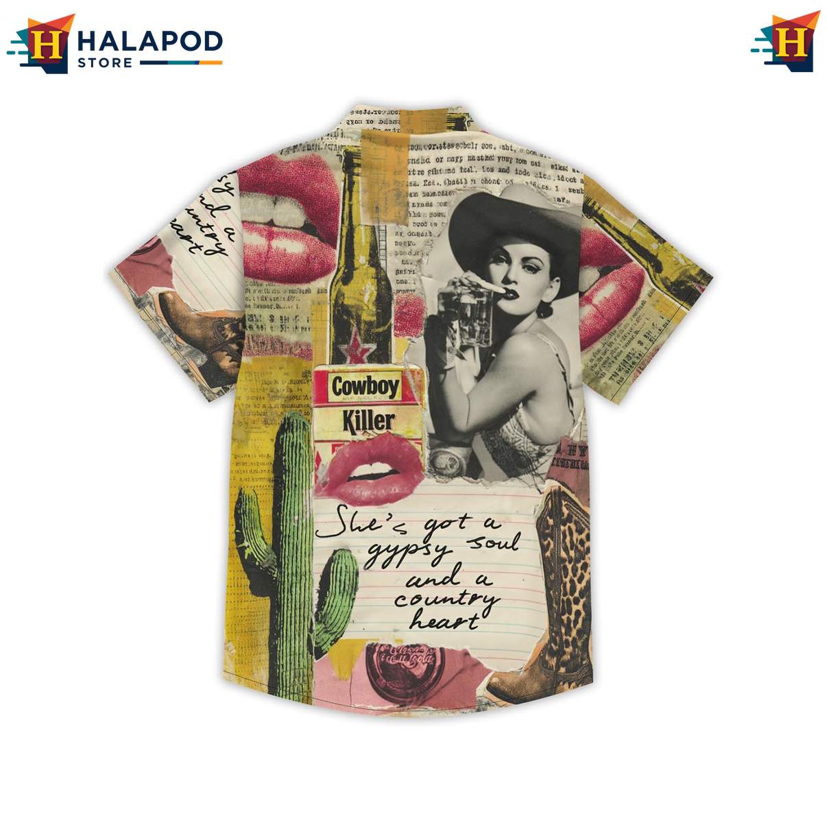 Funny Cowgirl Mens Retro Tropical Shirt Graphic Aloha Summer Party Shirts