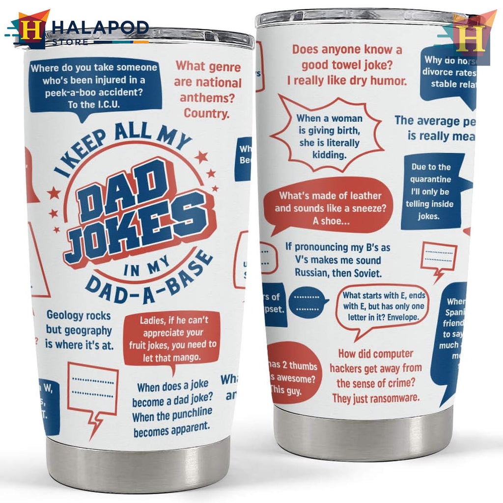 Funny Dad Jokes Dadabase Tumbler 2026 Travel Office Fathers Day Gift For Him