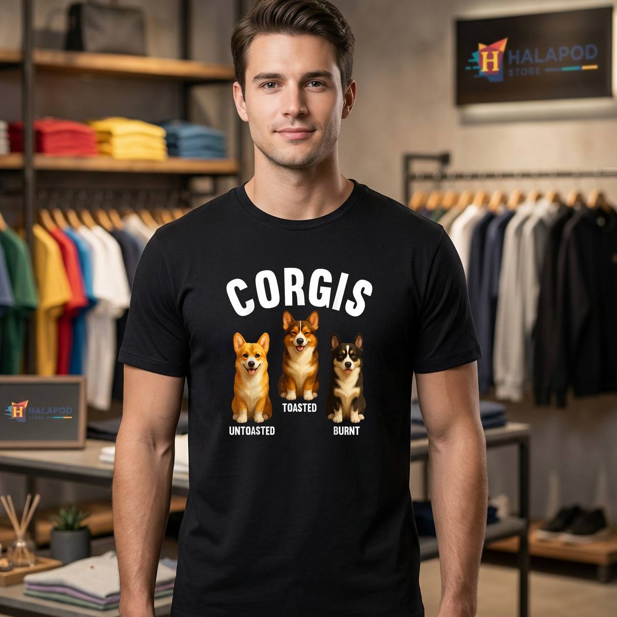 Funny Design Pet Dog Corgi Tee Shirt Lovers For Men Women Kids Graphic Mens