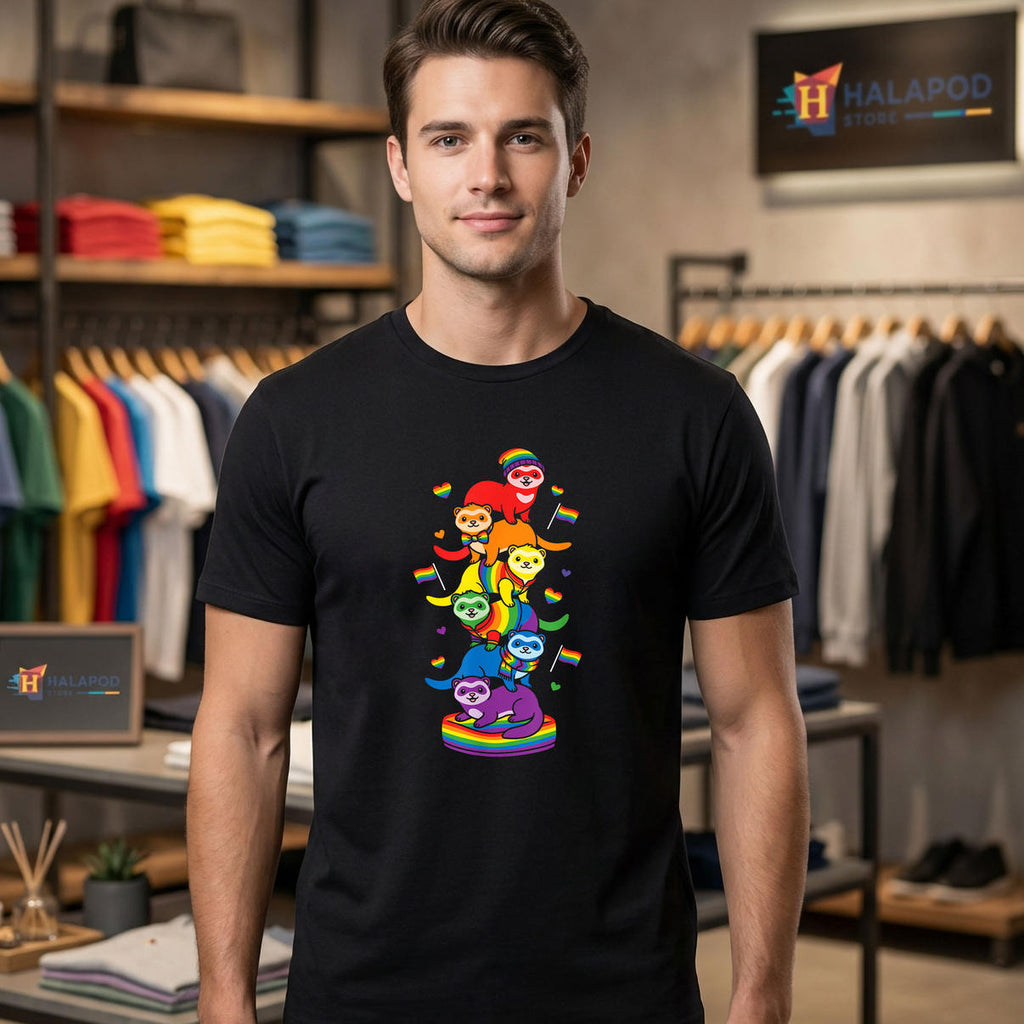 Funny Ferret Rainbow Lesbian Gay Shirt 2026 LGBT Pride Women Men Fan Apparel
