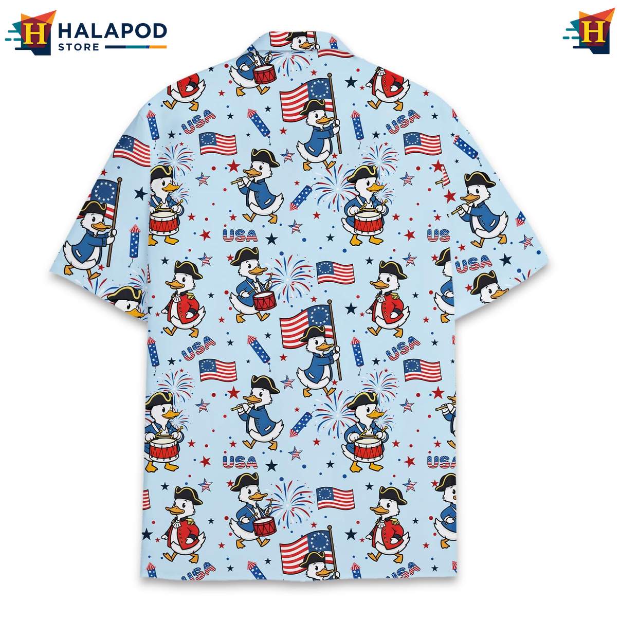 Funny Goose Aloha Tee, Usa Flag Patriotic Button Down Shirt For 4th Of July