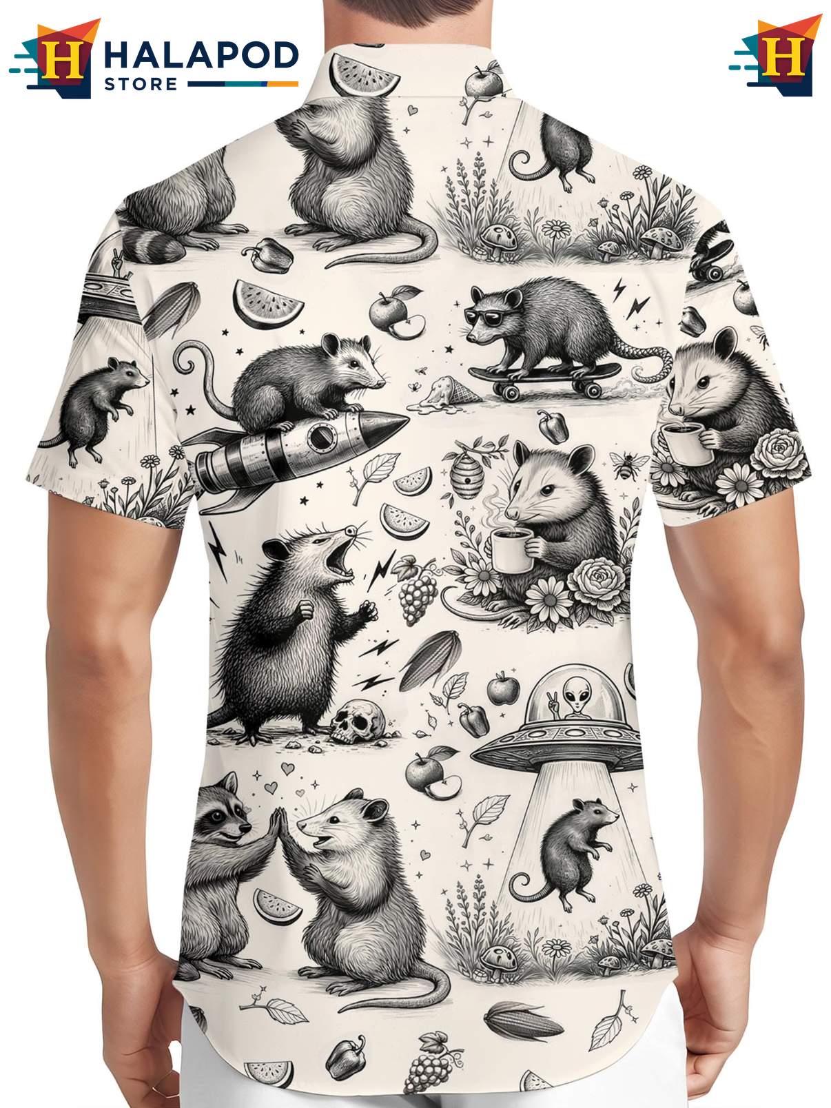 Funny Aloha Shirt Mens Novelty Crazy Graphic Button Down Summer Beach Wear