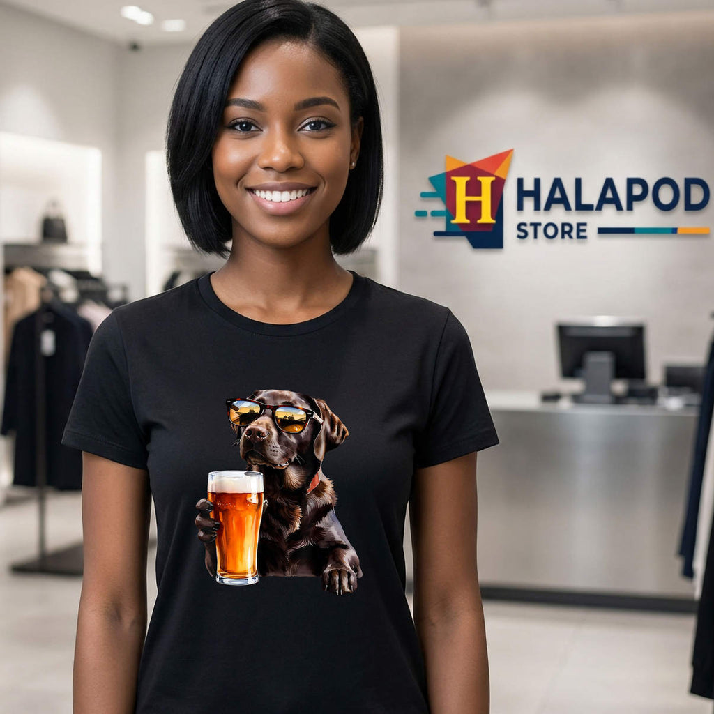 Funny Labrador Beer Dog Drinking Shirt At Bar Lager Pilsner Humor Graphic Mens