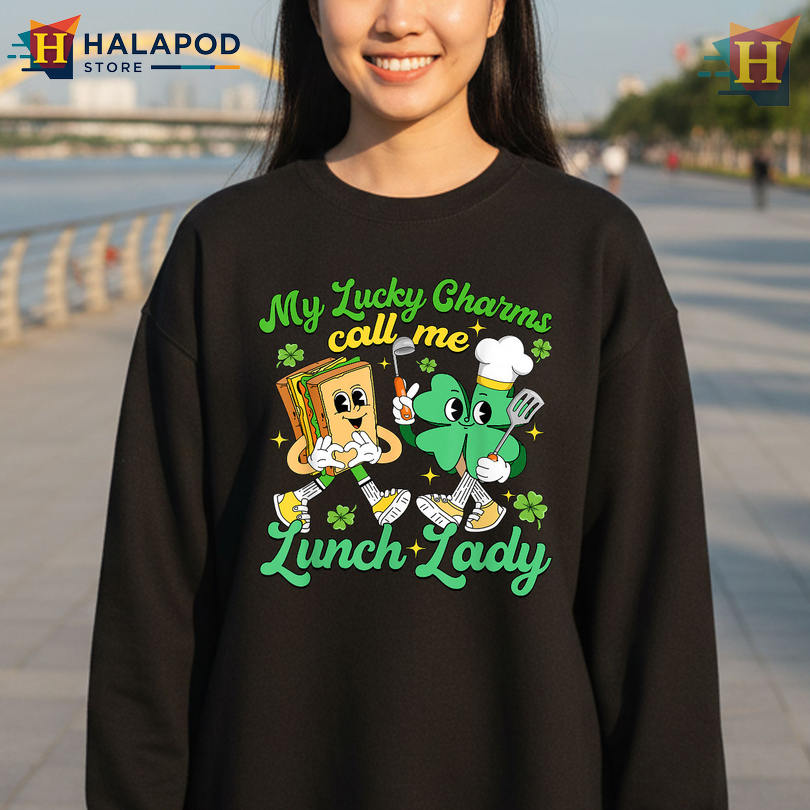Funny Lucky Charms Lunch Lady Meme Cute St Patricks Day Shirts Women