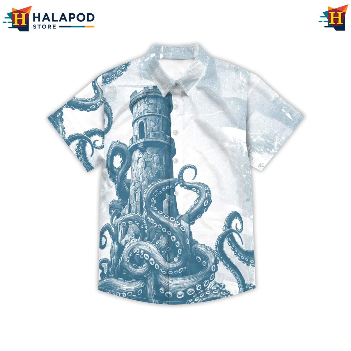 Funny Octopus Mens Retro Short-sleeve button-up shirt Graphic Aloha Summer Party Shirts
