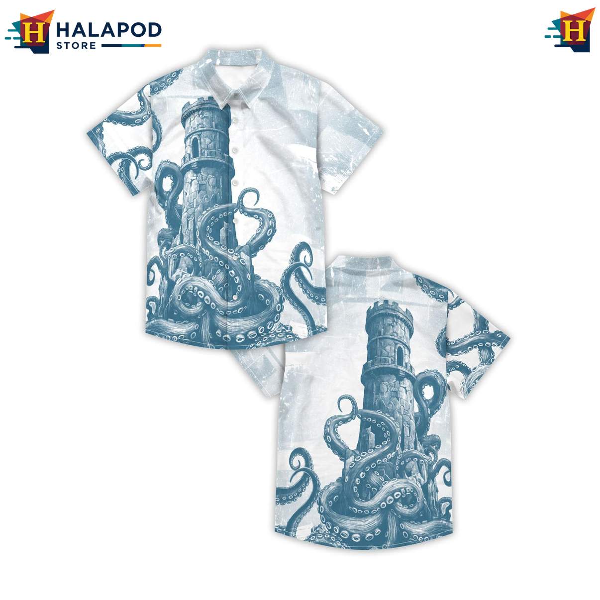 Funny Octopus Mens Retro Aloha Shirt Graphic Aloha Summer Party Shirts