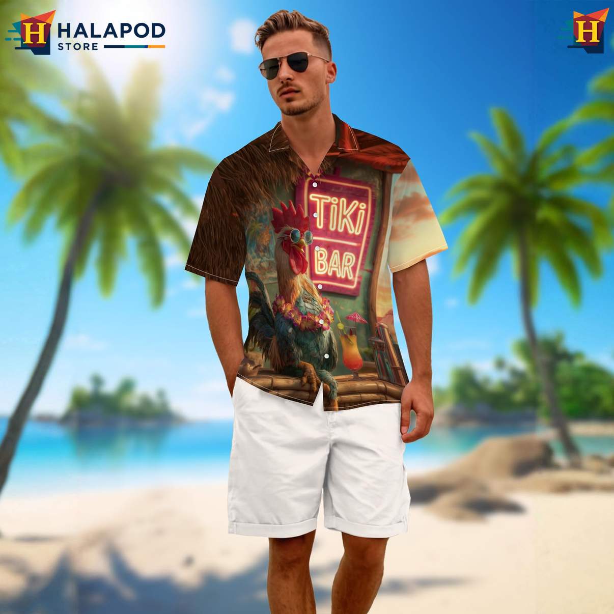 Funny Tiki Mens Retro Aloha Hawaiian Shirt Graphic Summer Vacation Outfit