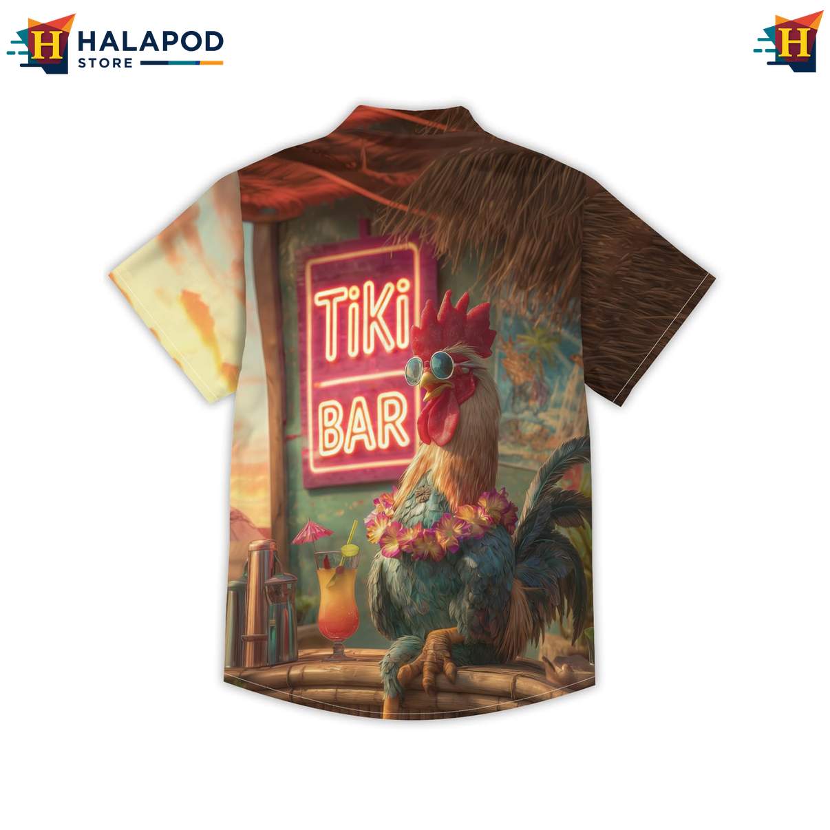 Funny Tiki Mens Retro Aloha Tropical Shirt Graphic Summer Vacation Outfit