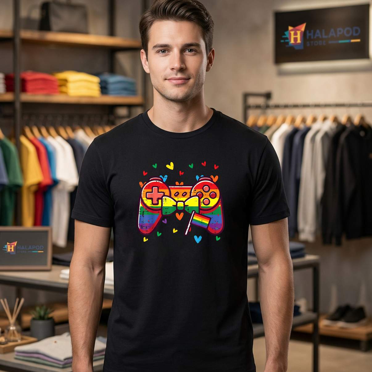 Gamer LGBTQ Ally Rainbow TShirt Gay Pride Month Boys Kids Teen Graphic For Men