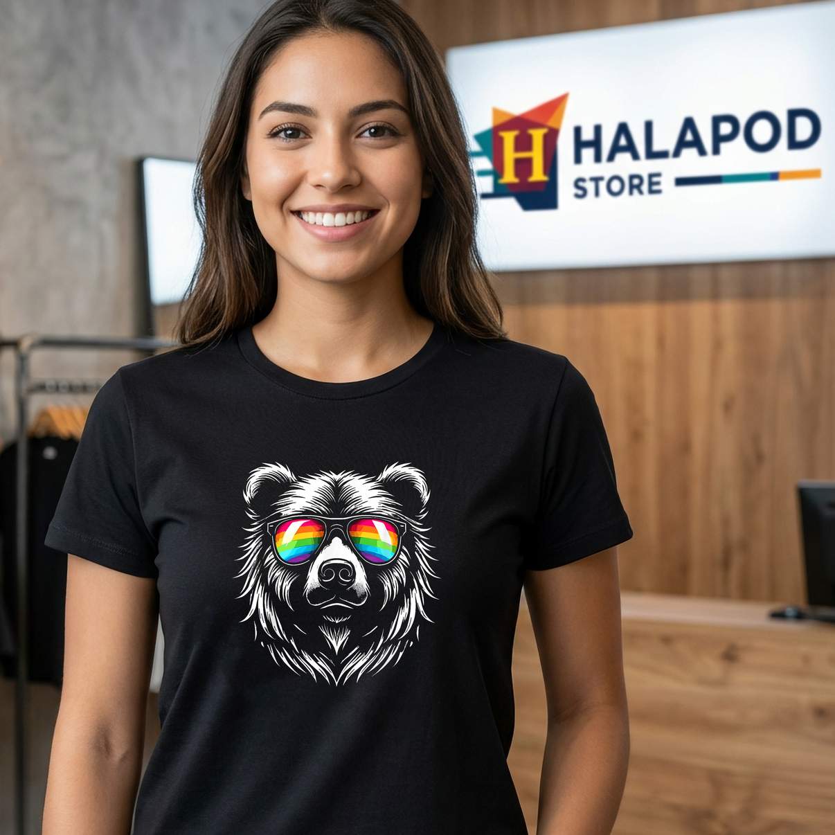 Gay Bear LGBTQ Rainbow TShirt Sunglasses Pride Funny Meme Graphic Design Mens