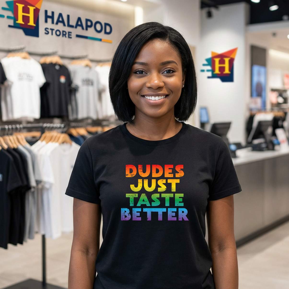 Gay Dudes Taste Better Shirt Rainbow Pride Flag LGBTQ Funny Meme Graphic Men