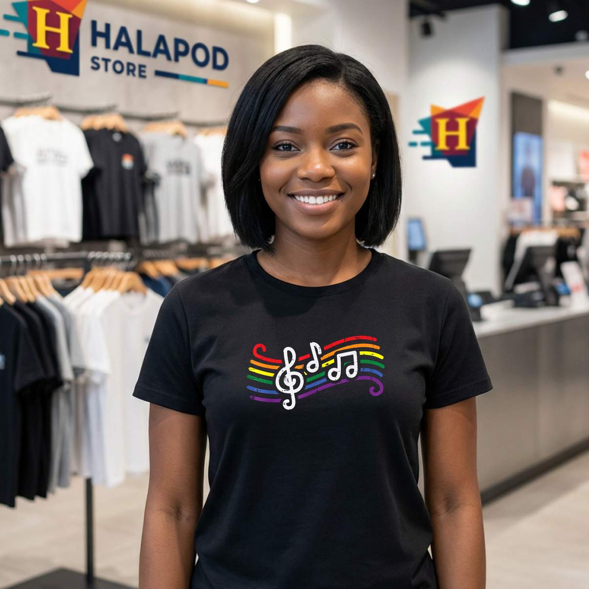 Gay Musical Notes Pride T-Shirt Rainbow Flag Month LGBTQ Graphic Design For Mens