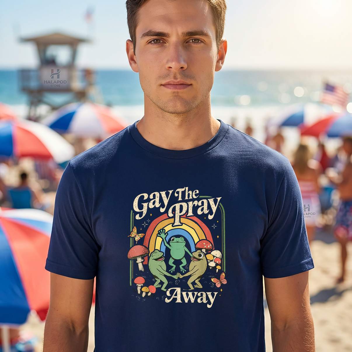 Gay Pray Away Rainbow TShirt Funny Meme Frogs LGBT Pride LGBTQ Graphic For Men