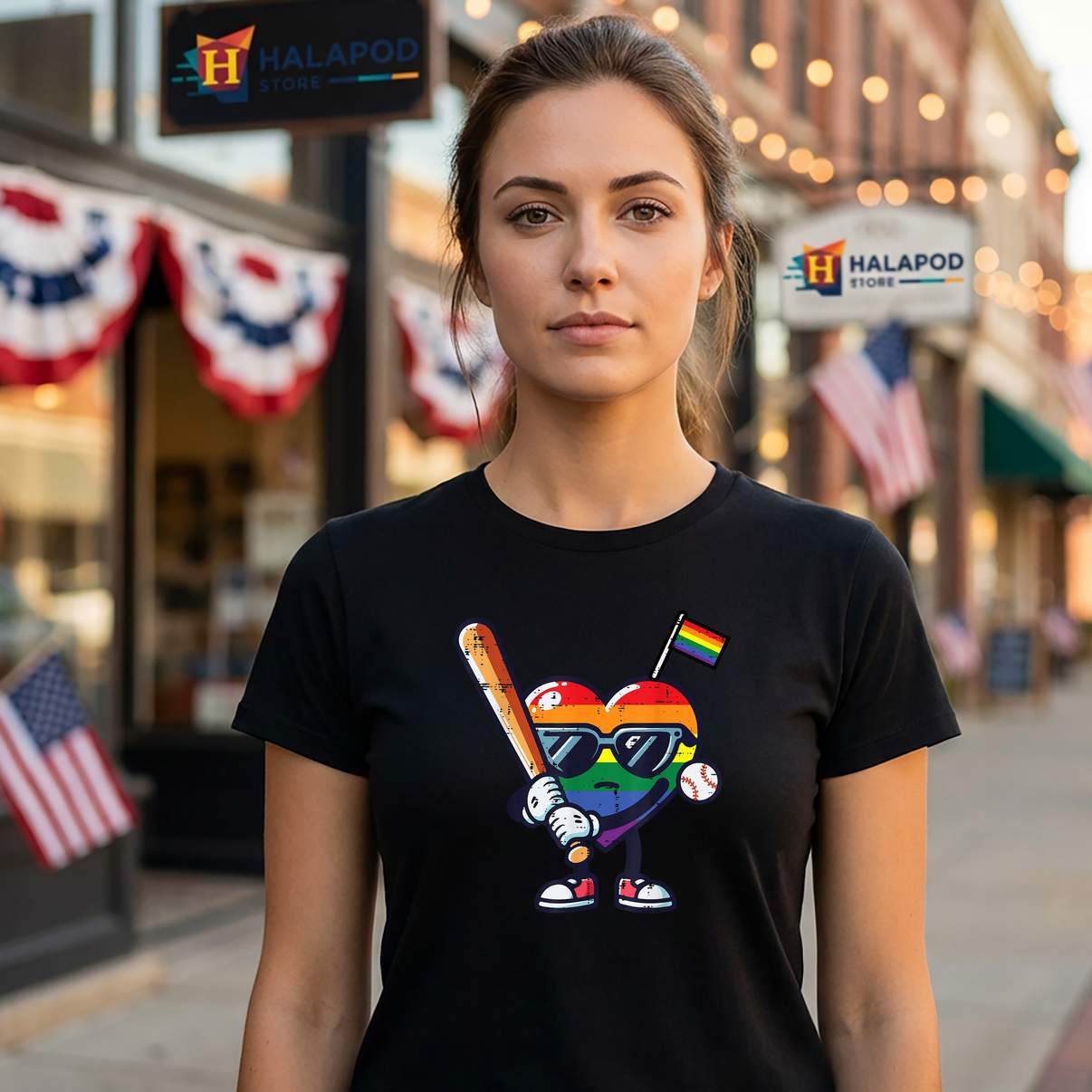Gay Pride Month Baseball T-Shirt Heart LGBTQ Ally Boys Kids Graphic Design Mens