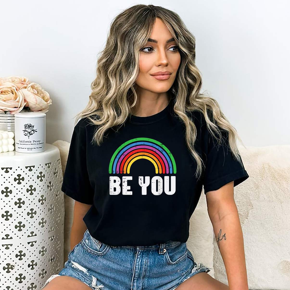 Gay Pride Month Be You TShirt Rainbow LGBTQ Ally Funny Meme Graphic Design Men