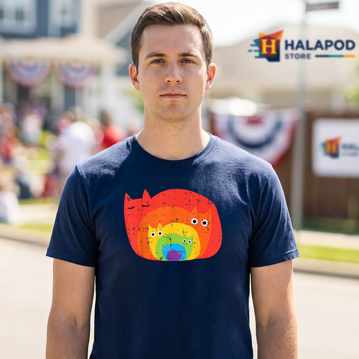 Gay Rainbow Cats LGBT TShirt Flag Pride Month Funny Meme Graphic Design For Men