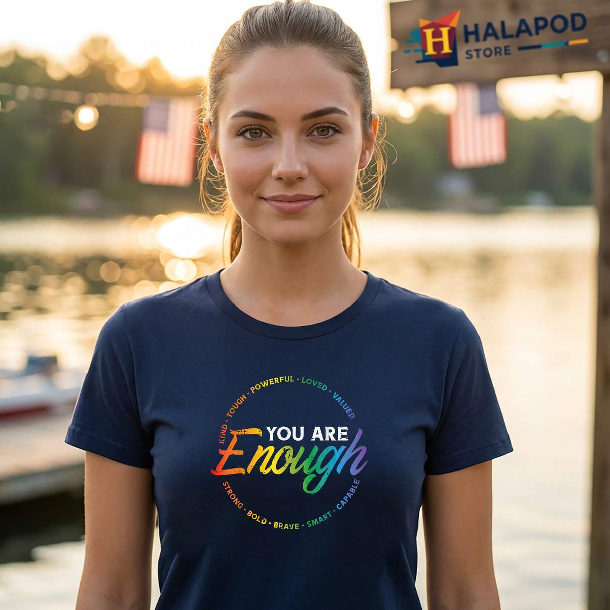 Gay You Are Enough Rainbow T-Shirt Pride Flag Ally LGBTQ Funny Graphic For Mens