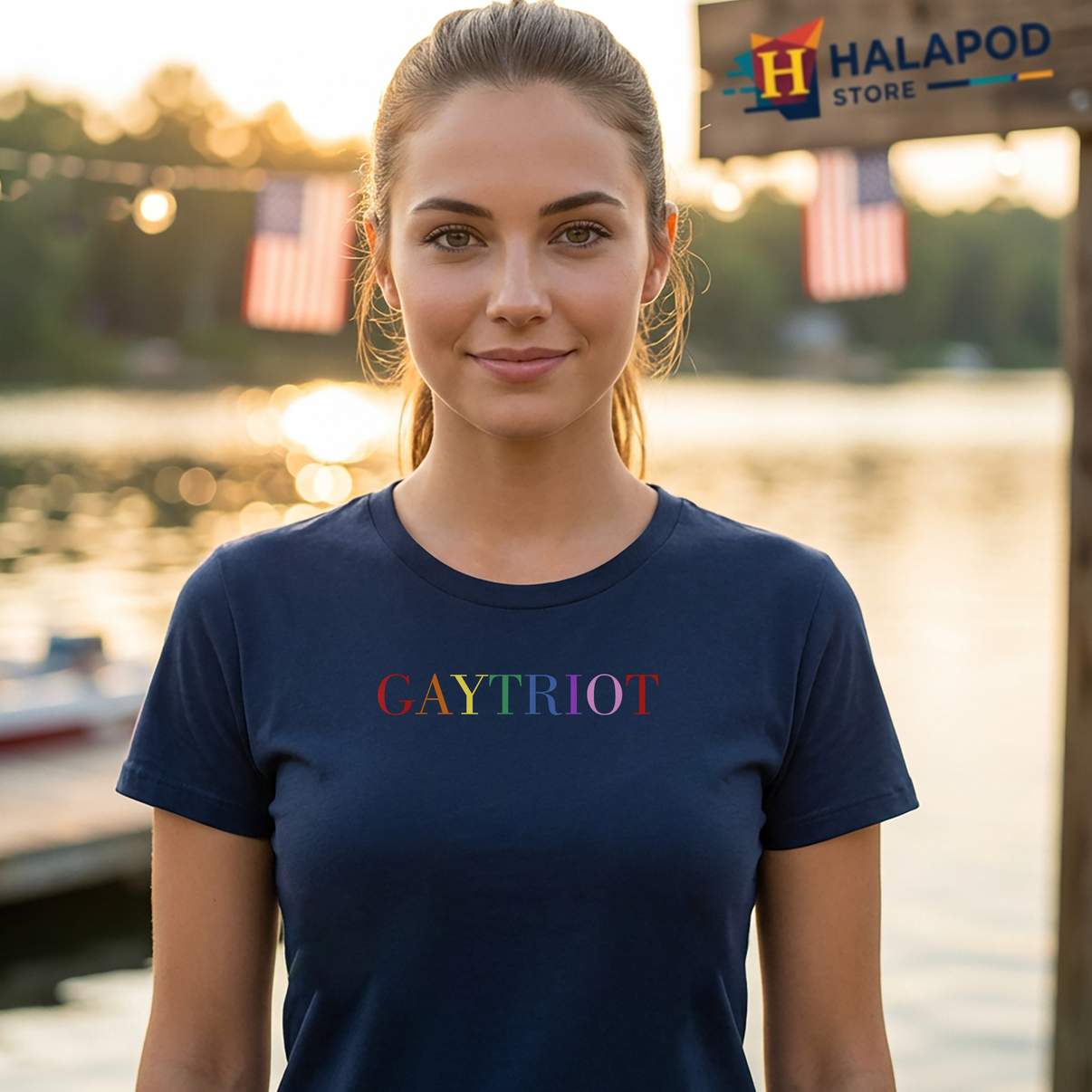 Gaytriot 2025 LGBTQ Pride Shirt Patriotic Rainbow American Flag Graphic Mens