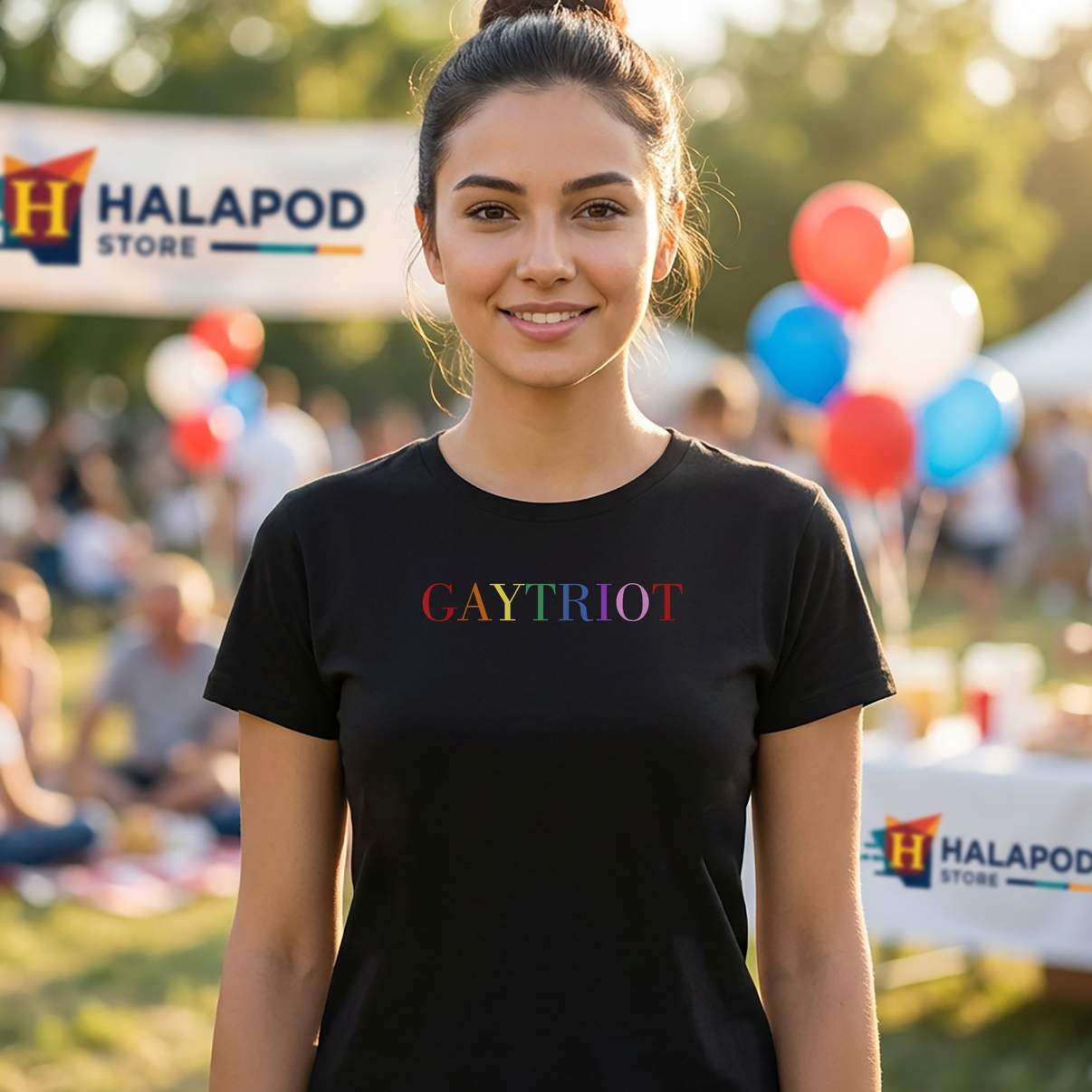 Gaytriot 2025 LGBTQ Pride Tee Shirt Patriotic Rainbow American Flag Graphic Mens