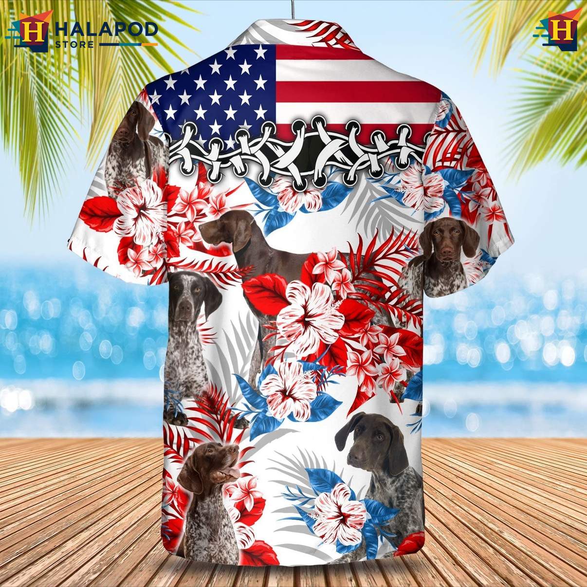 German Shorthaired Pointer Tropical Shirt Tropical Leaf Aloha Button Down