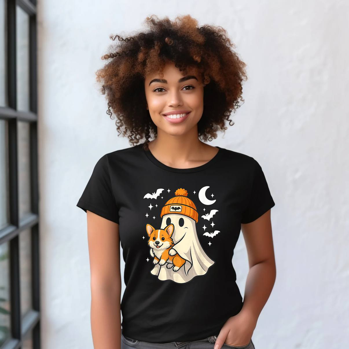 Ghost Pembroke Welsh Corgi Shirt Dog Lover Halloween Graphic Apparel Mens