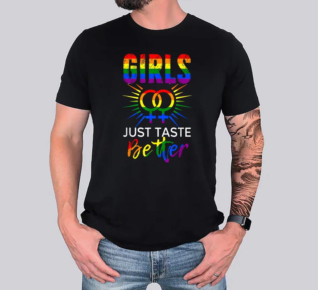 Girls Just Taste Better Shirt Funny LGBTQ Pride Meme Graphic Design For Mens