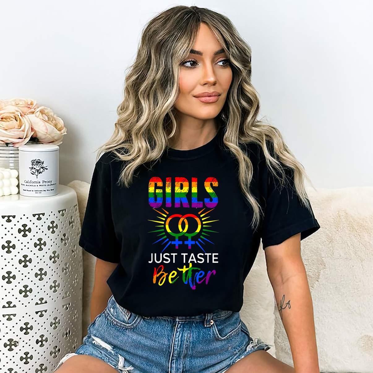 Girls Just Taste Better TShirt Funny LGBTQ Pride Meme Graphic Design For Mens