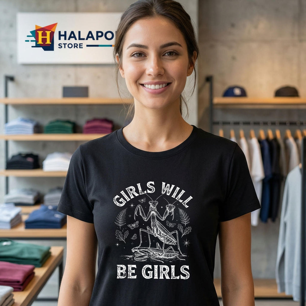 Girls Will Be Praying Mantis Shirt 2026 Funny Entomology Bug Lover Apparel