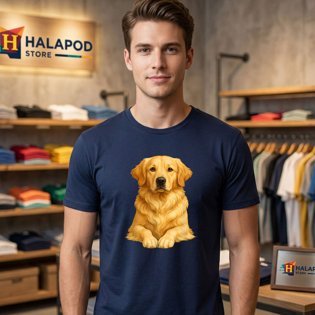 Golden Retriever Artwork Shirt Cute Dog Graphic Design Novelty Casual Mens