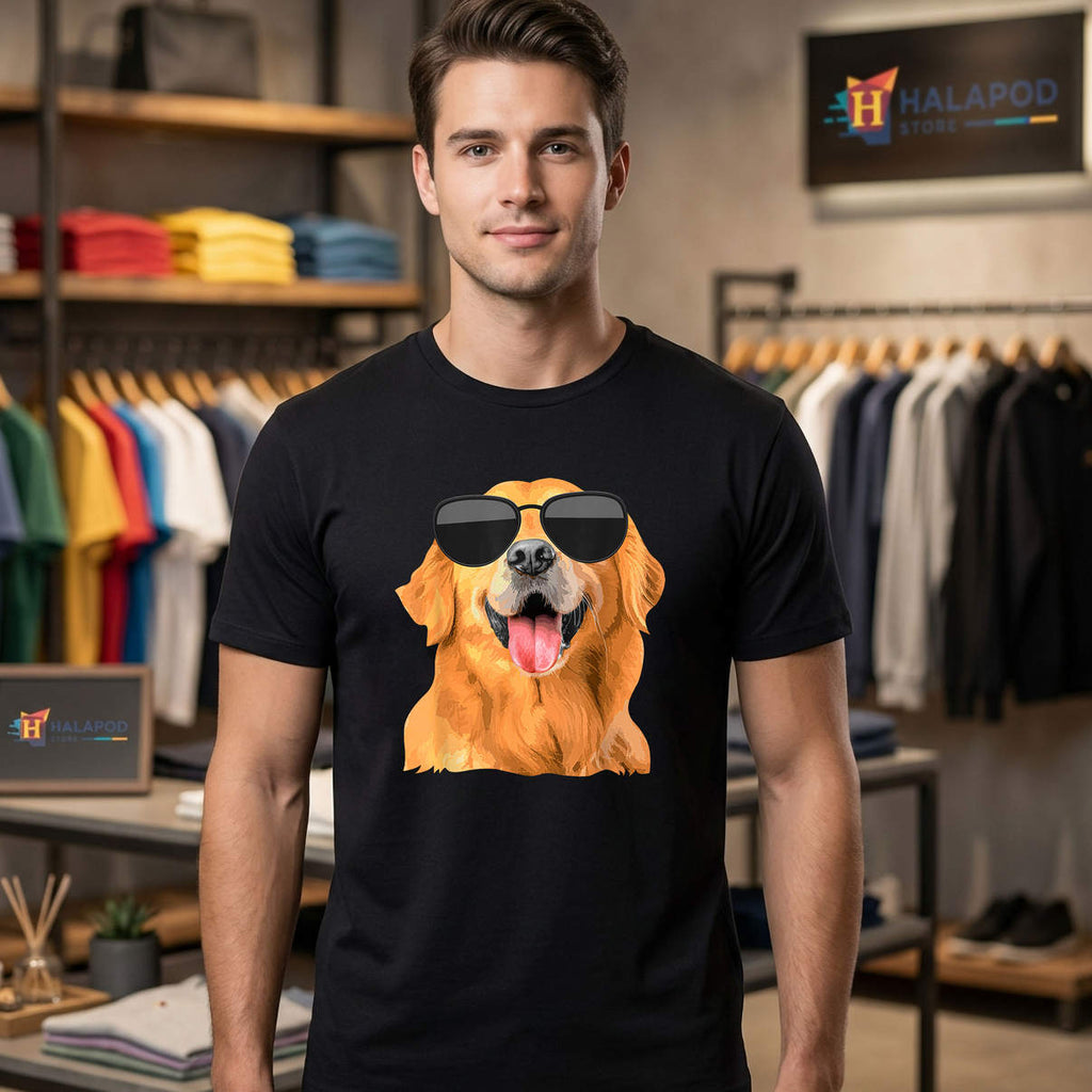 Golden Retriever Lover Shirt Cute Dog Design Vintage Casual Graphic Mens