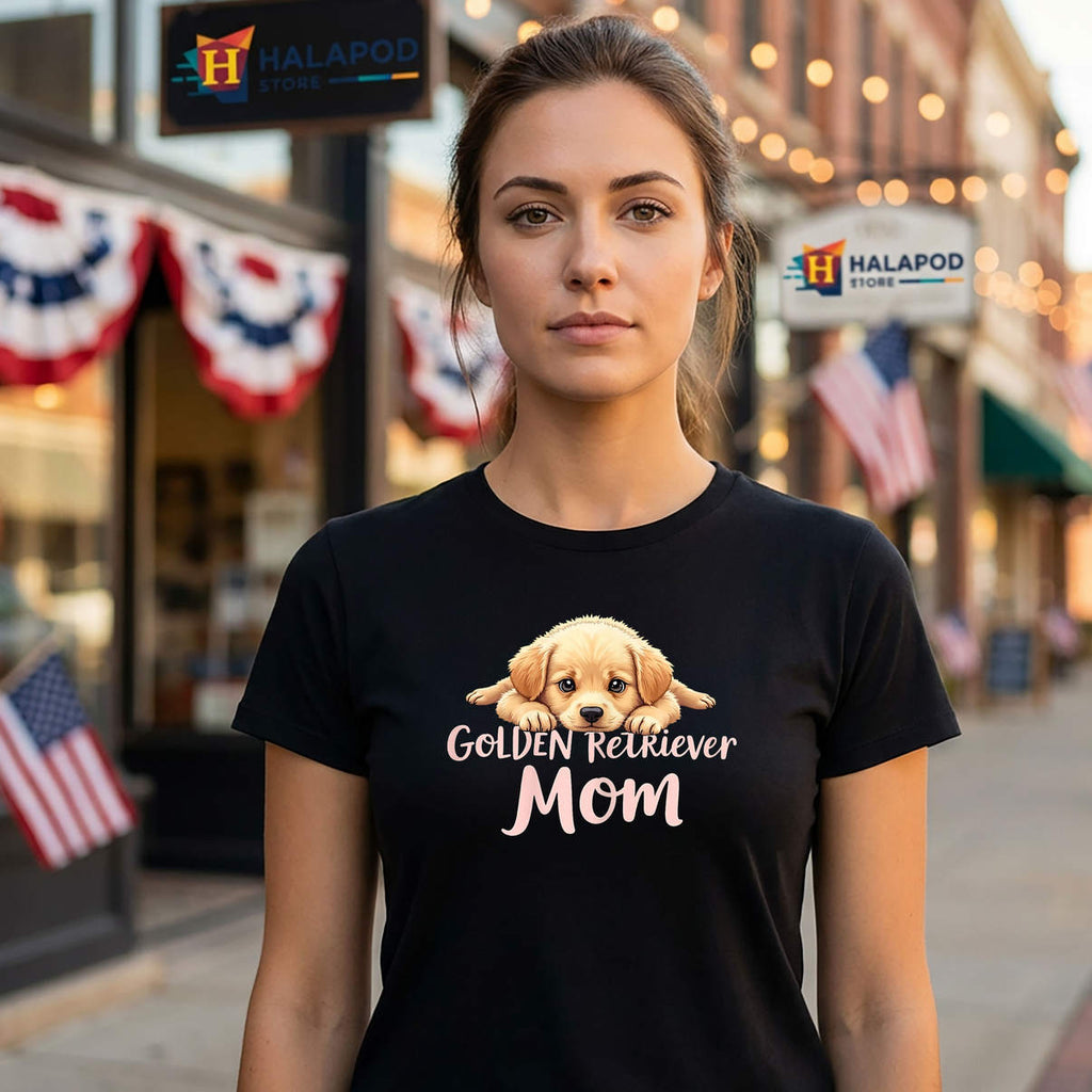 Golden Retriever Mom Shirt Cute Dog Mama Puppy Graphic Novelty Casual Womens