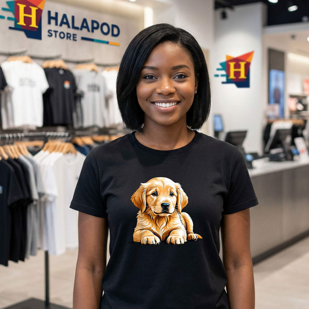 Golden Retriever Puppy Shirt Cute Dog Graphic Design Novelty Casual Mens