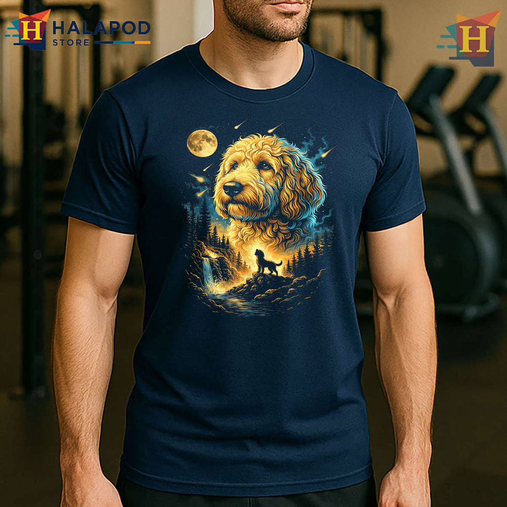Goldendoodle Howling Moon Shirt Vintage 90s Funny Dog Graphic Tee