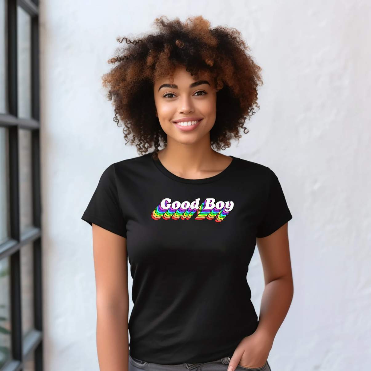 Good Boy Gay Retro LGBTQ Tee Shirt Rainbow Pride Month Funny Graphic Design Mens