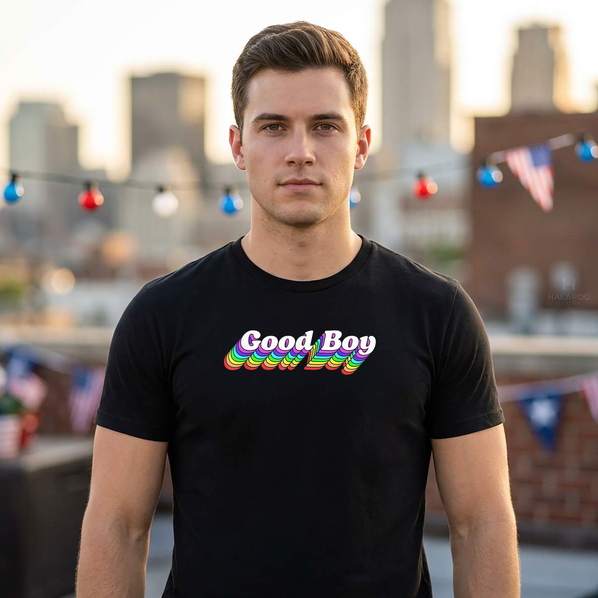 Good Boy Gay Retro LGBTQ T-Shirt Rainbow Pride Month Funny Graphic Design Mens