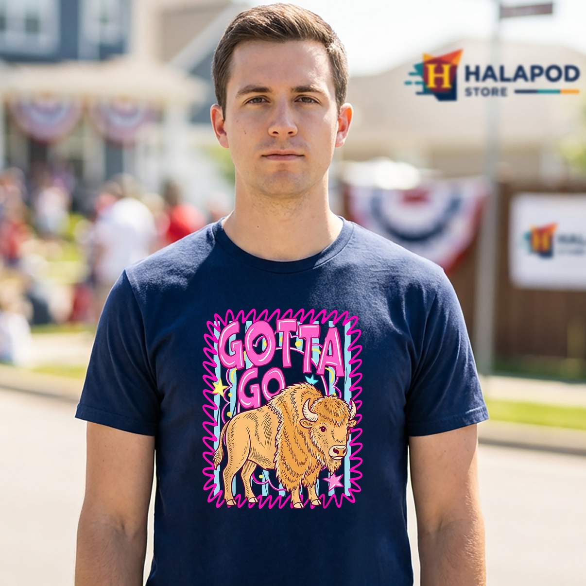 Gotta Go Buffalo Rodeo Vibes T-Shirt Funny Western Bison Graphic For Men