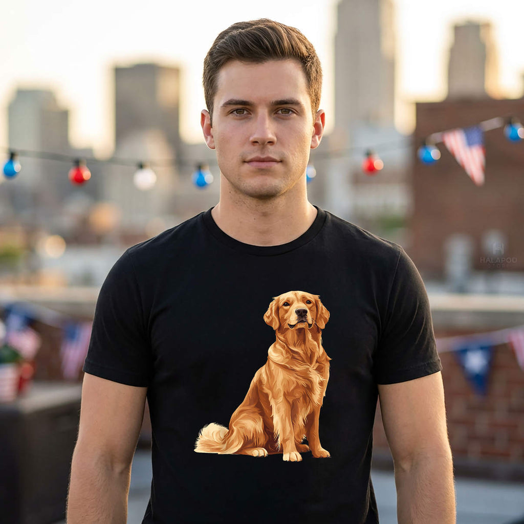 Graphic Golden Retriever Shirt Cute Dog Lover Funny Novelty Casual Mens