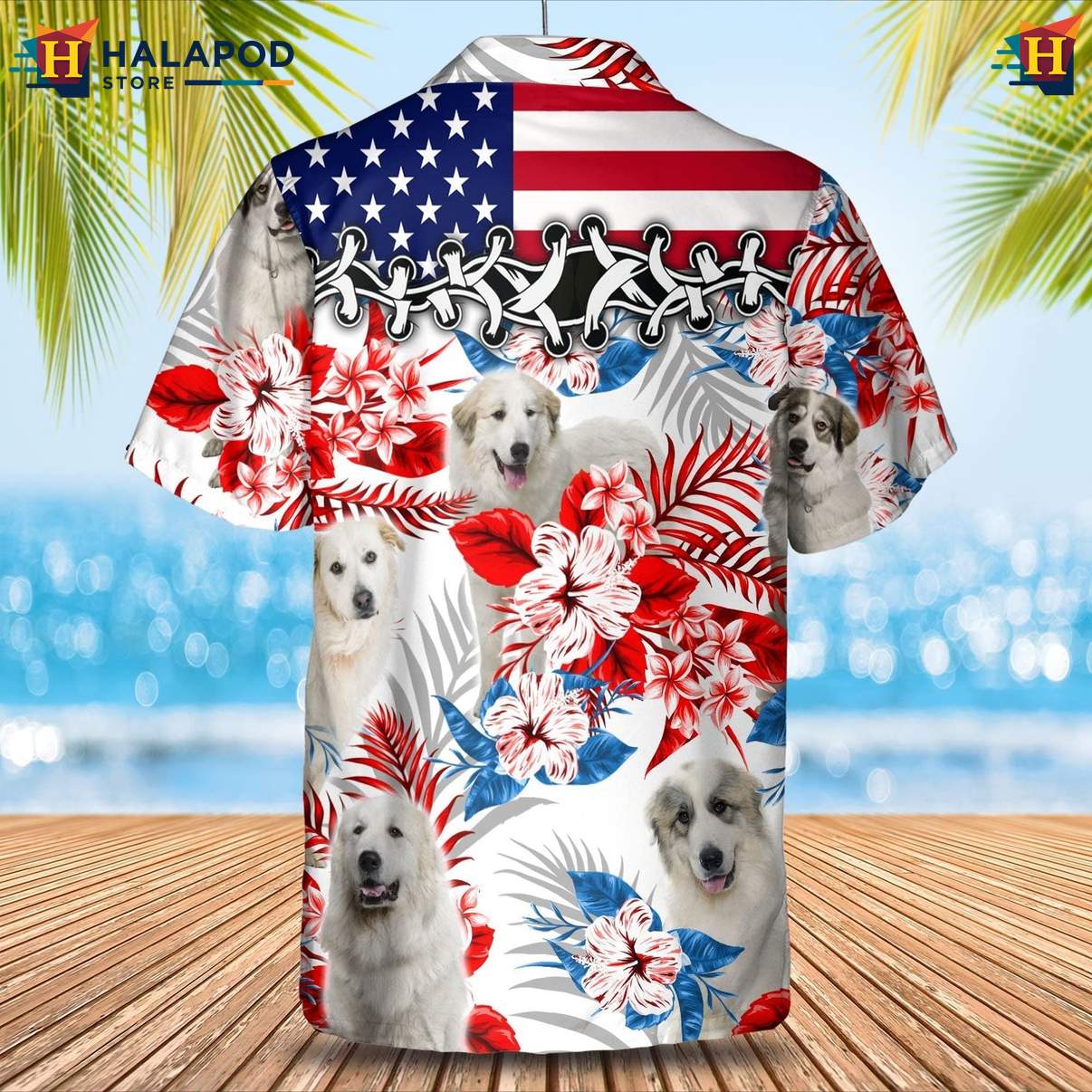 Great Pyrenees Dog Tropical Shirt Tropical Leaf Aloha Button Down For Men