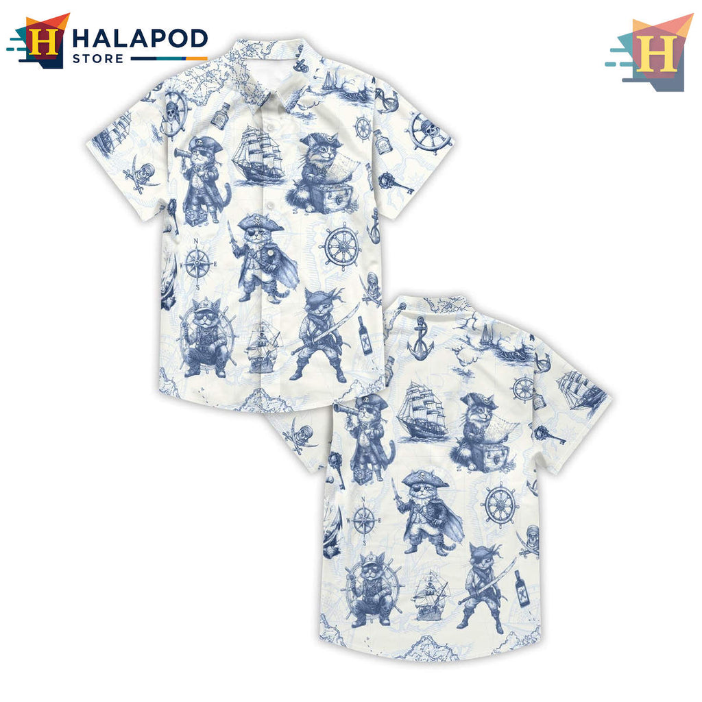 Grey Pirate King Hawaiian Shirt Funny Summer Beach Vacation Casual Aloha Apparel